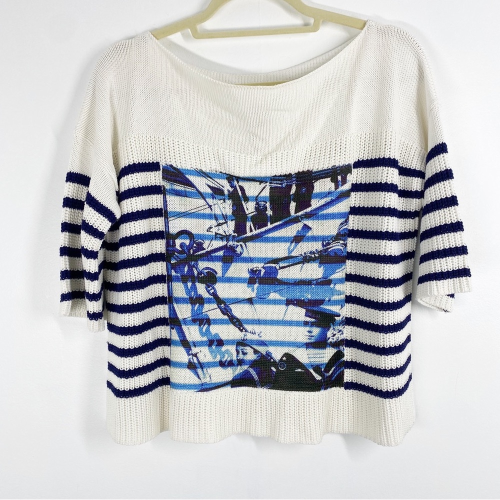 JEAN PAUL GAULTIER Soleil sailor striped bateau neckline sweater